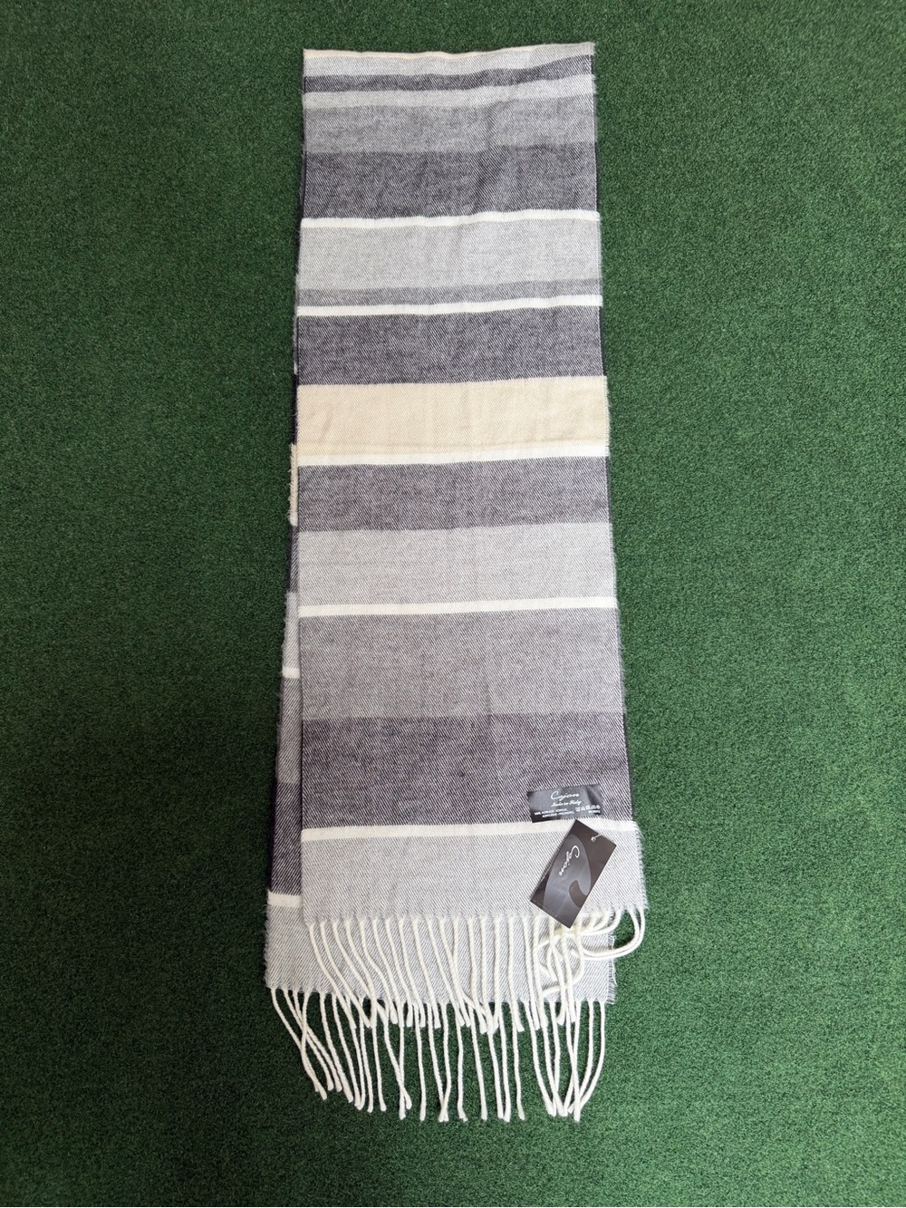 Cejon Gray, Cream & White Striped Men's Scarf